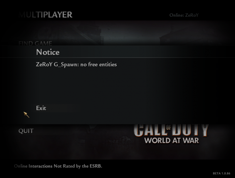 Call of Duty 5: Beta Errors - COD Modding & Mapping Wiki